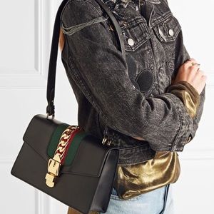 Gucci Sylvie Black leather bag $2590 authentic